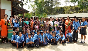 First Lady of the State, Smt.Rita Rajkhowa with  members of Muskan Welfare Society and staffs and Students of Oju Mission School, Naharlagun on 30th March�2016.